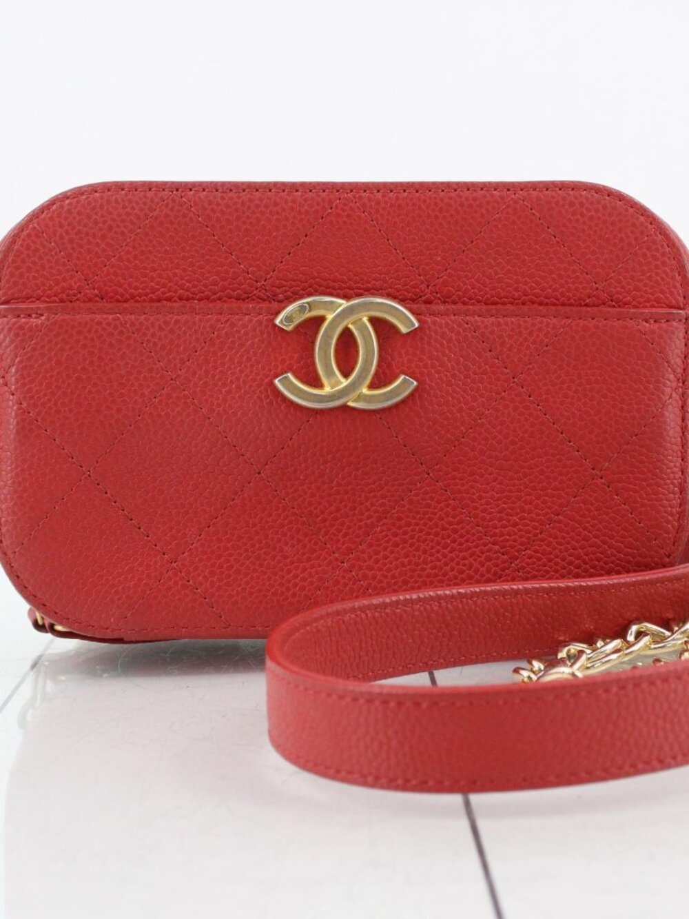 Chanel Red Caviar Waist Bag 27-Series